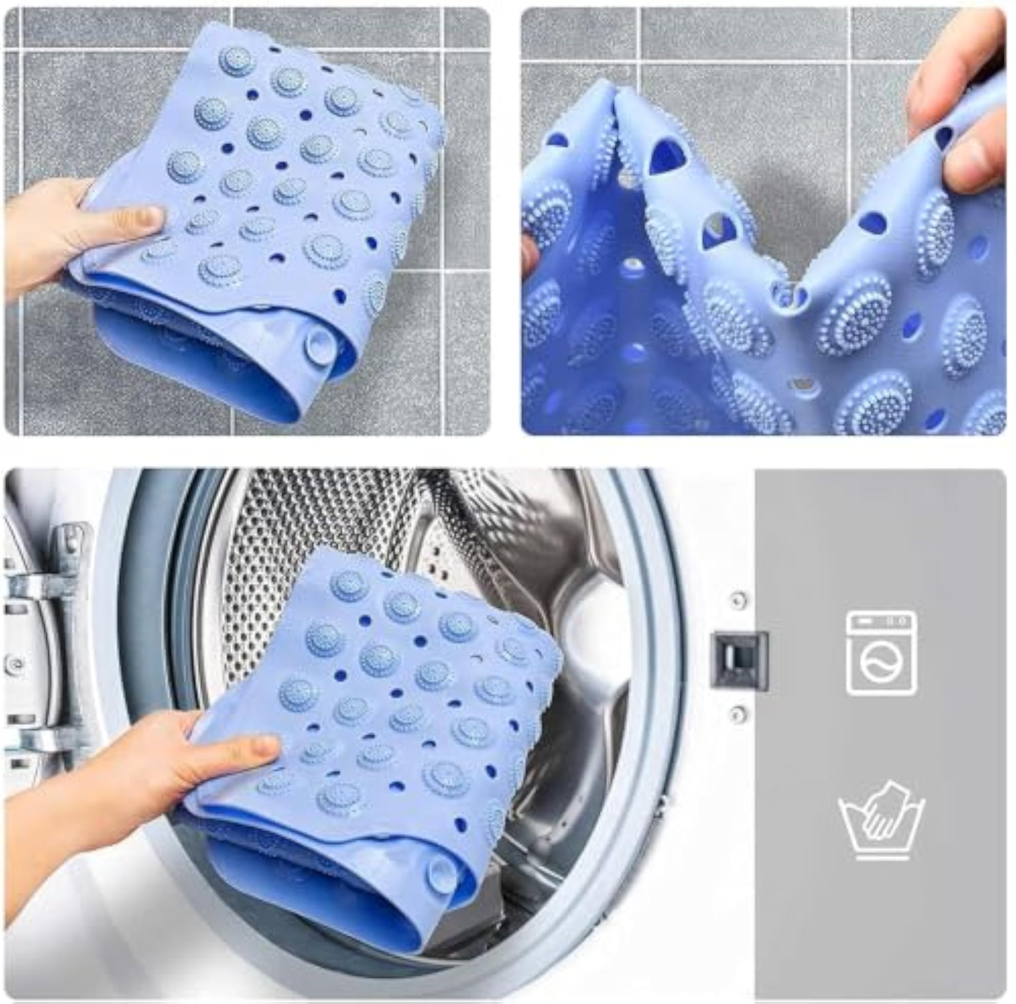 Silicone Bathroom Mat Rectangular Anti-Skid Floor Rug